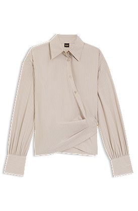 Regular-fit blouse in striped cotton canvas