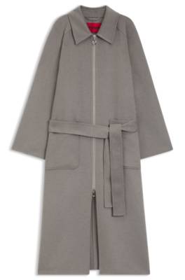 Belted coat in double faced fabric