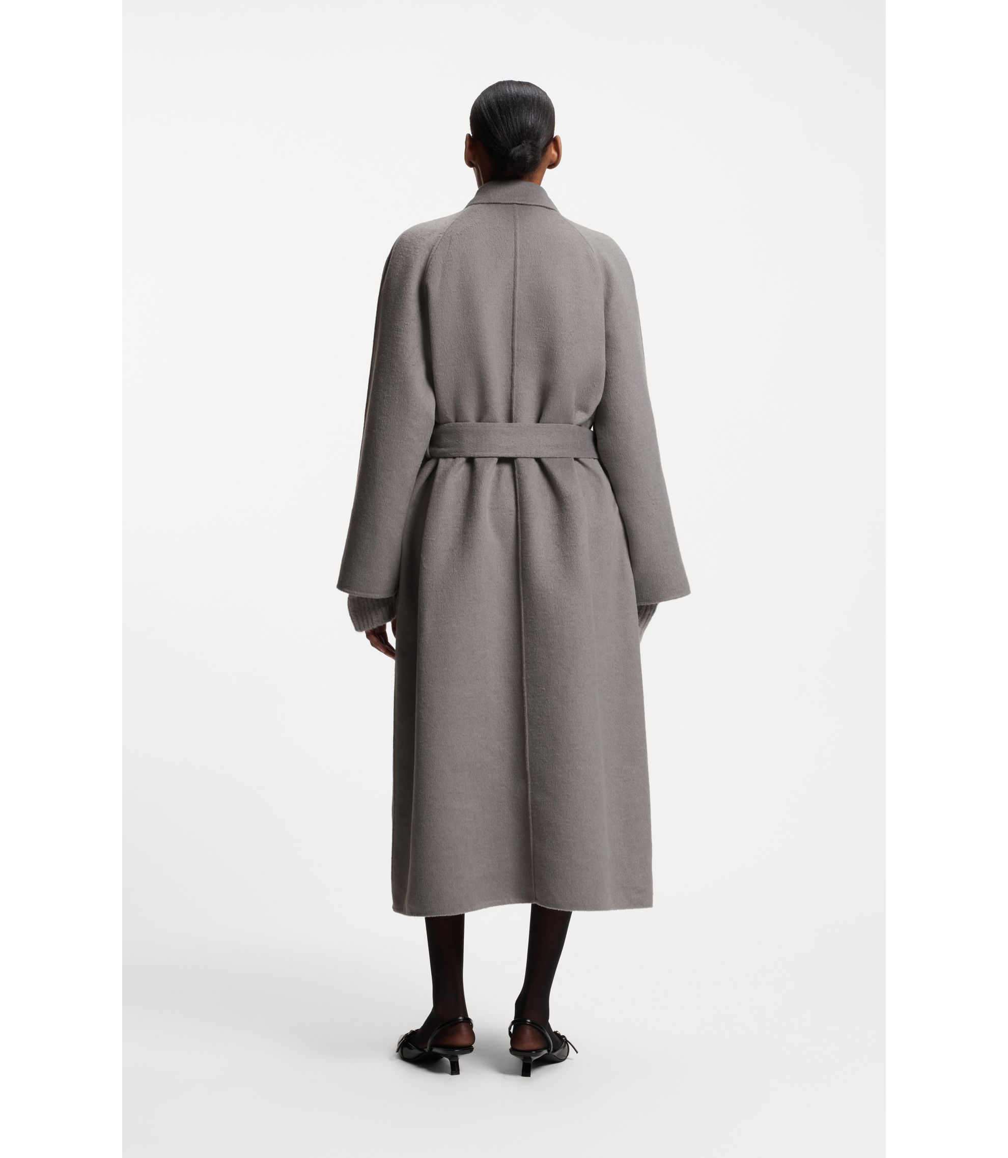 HUGO - ベルテッドコート ダブルフェースファブリック - グレー