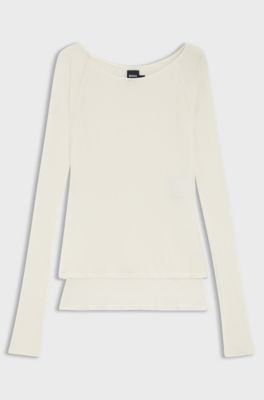 Double-layered jersey top in sheer jersey, Natural