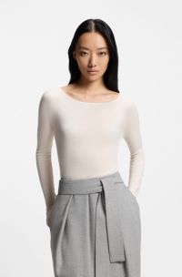 Double-layered jersey top in sheer jersey, White