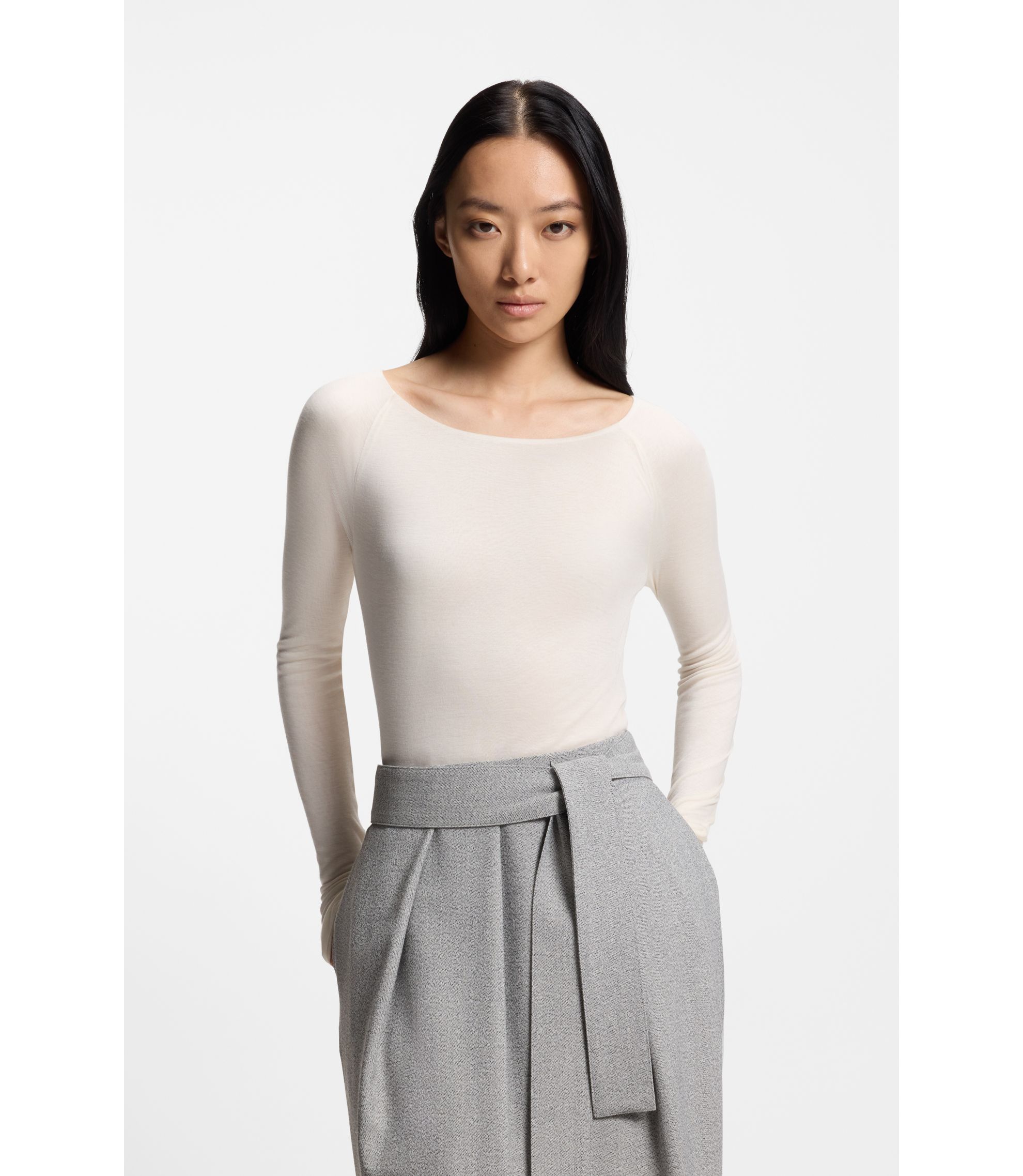 Doppellagiges Jersey-Top aus dünnem Jersey