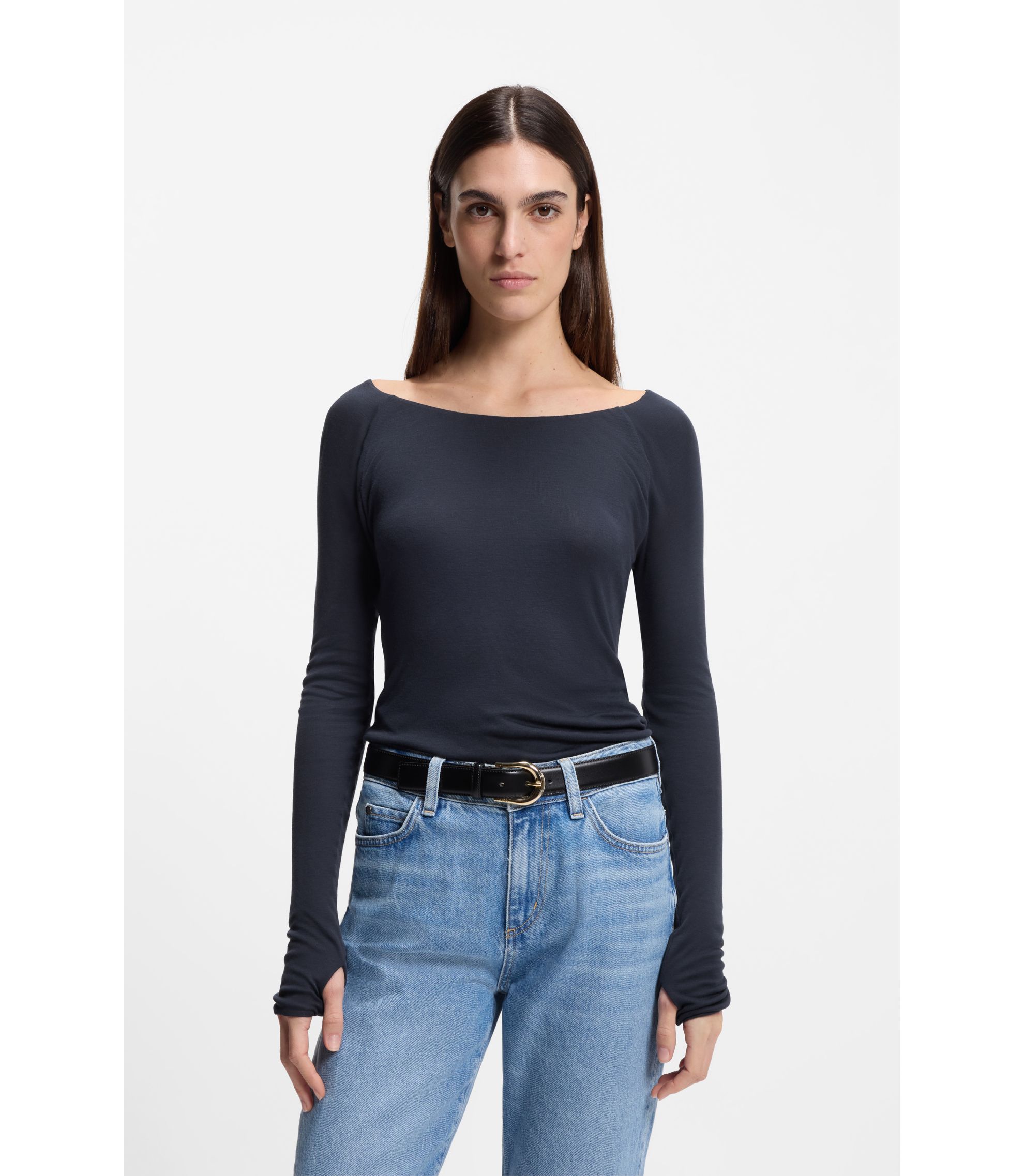 Doppellagiges Jersey-Top aus dünnem Jersey