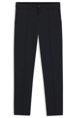 Tapered-fit trousers in performance-stretch fabric, Dark Blue
