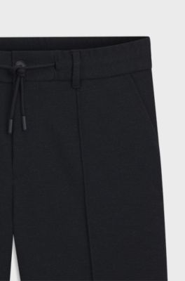 Taps toelopende broek van hoogwaardig stretchmateriaal, Donkerblauw