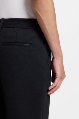Taps toelopende broek van hoogwaardig stretchmateriaal, Donkerblauw