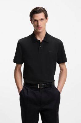 Pallas polo shirt in cotton piqu&eacute; with embroidered logo, Black