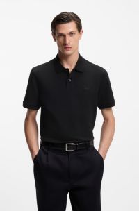 Pallas polo shirt in cotton piqu&eacute; with embroidered logo, Black