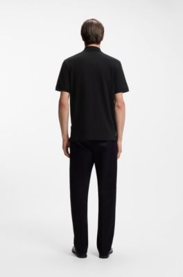 Pallas-polo van katoenpiqu&eacute; met logostiksel, Zwart