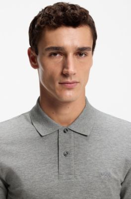 Pallas polo shirt in cotton piqu&eacute; with embroidered logo, Silver