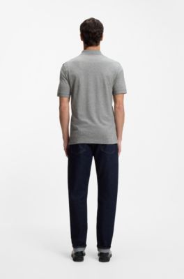 Pallas polo shirt in cotton piqu&eacute; with embroidered logo, Silver