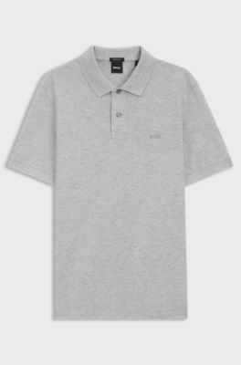 Pallas polo in piqu&eacute; di cotone con logo ricamato, Grigio chiaro
