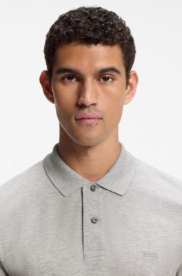 Pallas polo shirt in cotton piqu&eacute; with embroidered logo, Light Grey