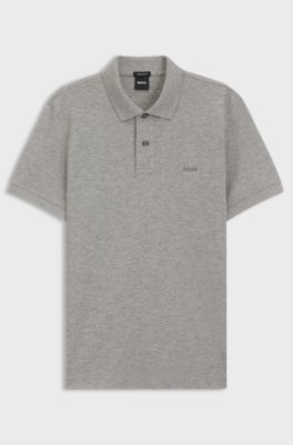 Pallas poloshirt i bomuldspiqu&eacute; med broderet logo, Gr&aring;