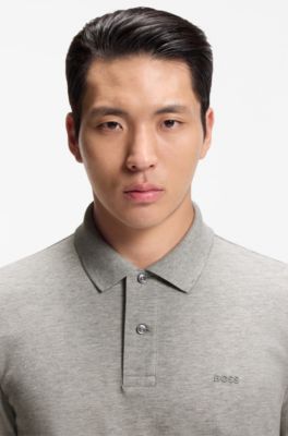 Pallas poloshirt i bomuldspiqu&eacute; med broderet logo, Gr&aring;