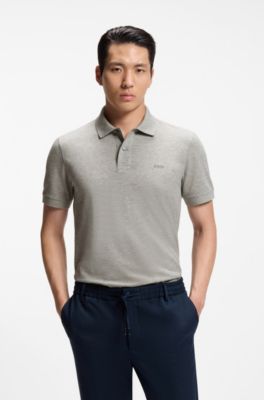 Pallas poloshirt i bomuldspiqu&eacute; med broderet logo, Gr&aring;