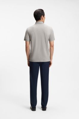Pallas poloshirt i bomuldspiqu&eacute; med broderet logo, Gr&aring;