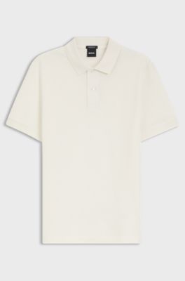 Pallas-polo van katoenpiqu&eacute; met logostiksel, Naturel