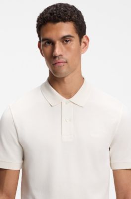 Pallas-polo van katoenpiqu&eacute; met logostiksel, Naturel