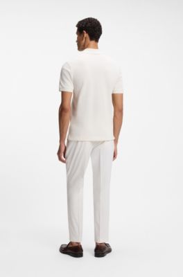Pallas-polo van katoenpiqu&eacute; met logostiksel, Naturel