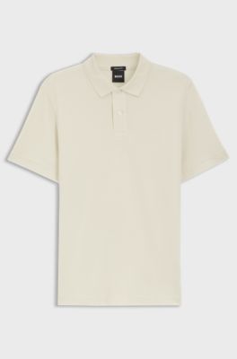 Pallas-polo van katoenpiqu&eacute; met logostiksel, Naturel