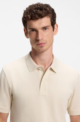 Pallas polo shirt in cotton piqu&eacute; with embroidered logo, Natural