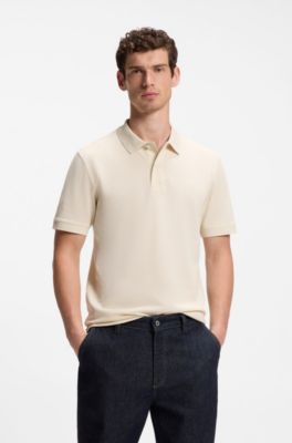 Pallas polo shirt in cotton piqu&eacute; with embroidered logo, Natural