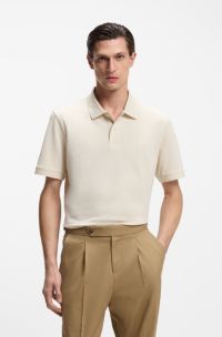 Pallas polo shirt in cotton piqué with embroidered logo, Natural