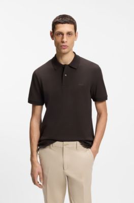 Pallas polo shirt in cotton piqu&eacute; with embroidered logo, Dark Brown