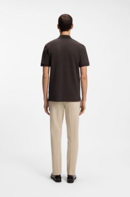 Pallas polo shirt in cotton piqu&eacute; with embroidered logo, Dark Brown