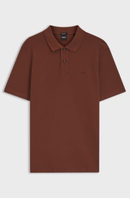 Pallas pik&eacute;tr&ouml;ja i bomullspik&eacute; med broderad logga, Brun