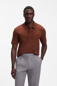 Pallas polo en piqu&eacute; de coton avec logo brod&eacute;, Marron