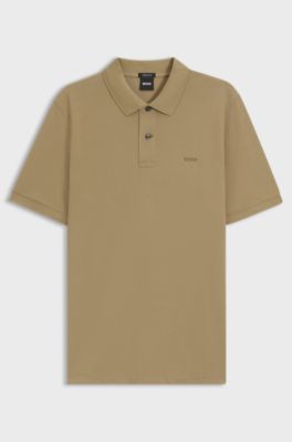 Koszulka polo Pallas z&nbsp;bawełnianej piki z&nbsp;wyszywanym logo, Beżowy
