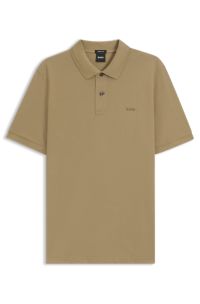 Pallas polo shirt in cotton piqué with embroidered logo, Beige