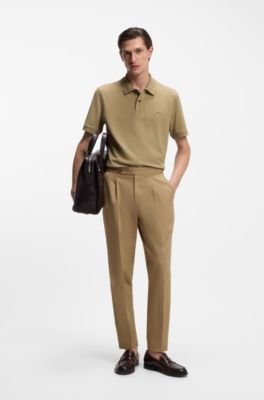 Polo Pallas in piqu&eacute; di cotone con logo ricamato, Beige