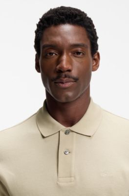 Pallas polo en piqu&eacute; de coton avec logo brod&eacute;, Beige clair