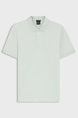 Pure cotton polo shirt with chest logo, Light Green