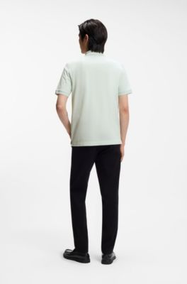 Pure cotton polo shirt with chest logo, Light Green