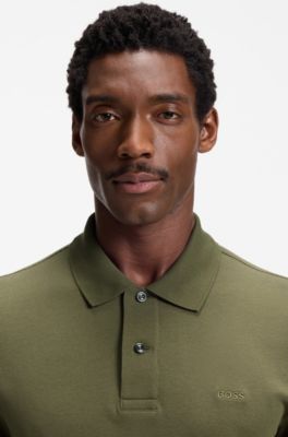 Pallas polo shirt in cotton piqu&eacute; with embroidered logo, Dark Green