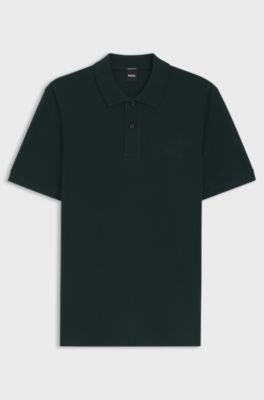 Pallas-polo van katoenpiqu&eacute; met logostiksel, Donkergroen