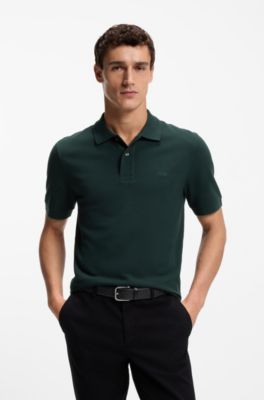 Pallas-polo van katoenpiqu&eacute; met logostiksel, Donkergroen