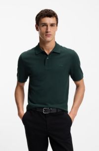 Pallas polo shirt in cotton piqu&eacute; with embroidered logo, Dark Green