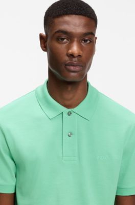 Pallas poloshirt i bomuldspiqu&eacute; med broderet logo, Lysegr&oslash;n