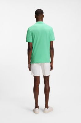 Pallas poloshirt i bomuldspiqu&eacute; med broderet logo, Lysegr&oslash;n