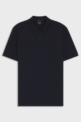Pallas-polo van katoenpiqu&eacute; met logostiksel, Donkerblauw