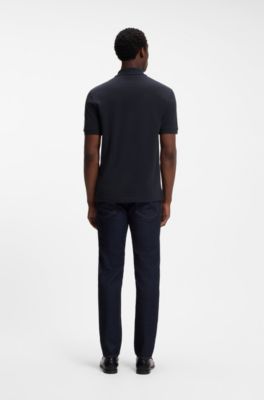 Pallas-polo van katoenpiqu&eacute; met logostiksel, Donkerblauw