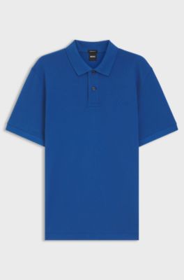Polo Pallas in piqu&eacute; di cotone con logo ricamato, Blu