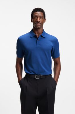 Polo Pallas in piqu&eacute; di cotone con logo ricamato, Blu