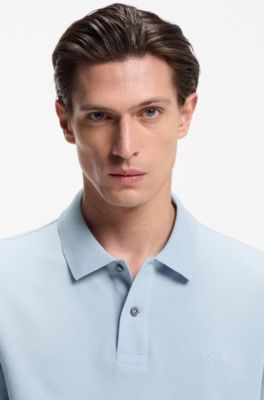 Pallas polo shirt in cotton piqu&eacute; with embroidered logo, Light Blue