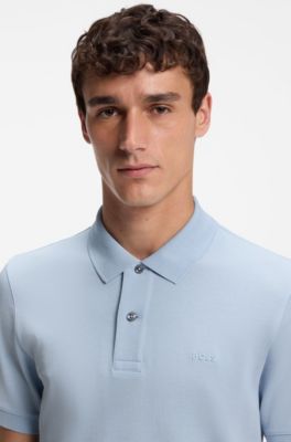 Pallas-polo van katoenpiqu&eacute; met logostiksel, Lichtblauw
